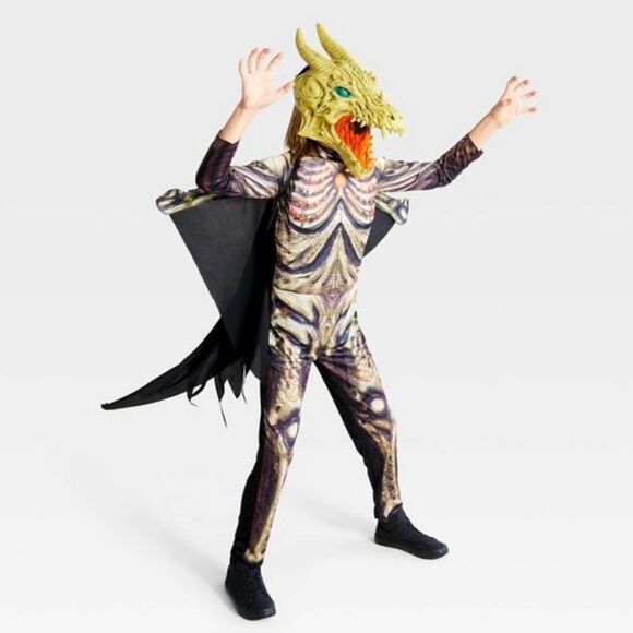 NWT Skelton Dragon Light Up Jumpsuit with Mask and Wings - Hyde & EEK! Boutique™ - Picture 1 of 7